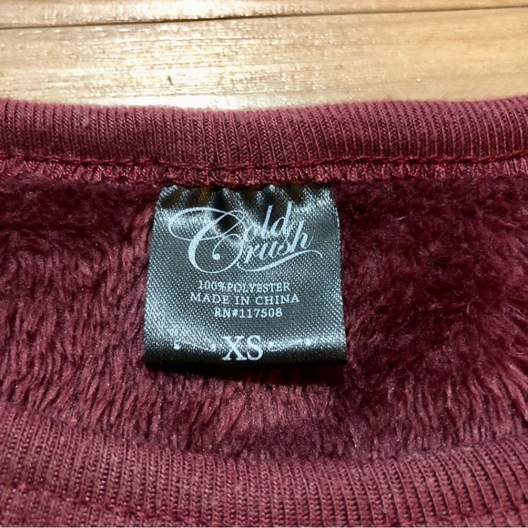 Gold Rush Crew Neck Long Sleeve Fleece Sweatshirt Maroon Top - Size XS - Picture 3 of 7